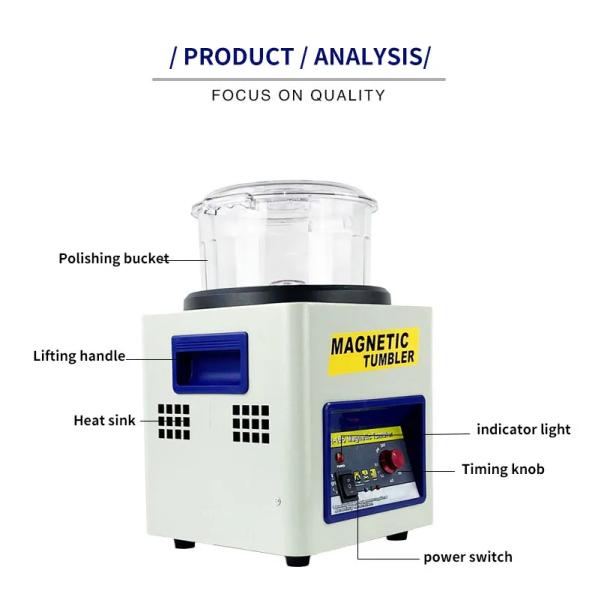 Tooltos 250W Jewelry KT-185 Magnetic Tumbler Polishing Machine With 600 Grams Glass Barrel