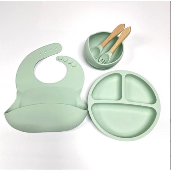 Silicone Baby Feeding Set Bpa Free Dinnerware Type with Bowl Bottle Spoon and Bib