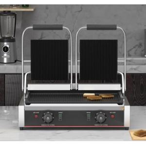 Outdoor and Home Kitchen Black Silver Electric Contact Panini Grill for Food