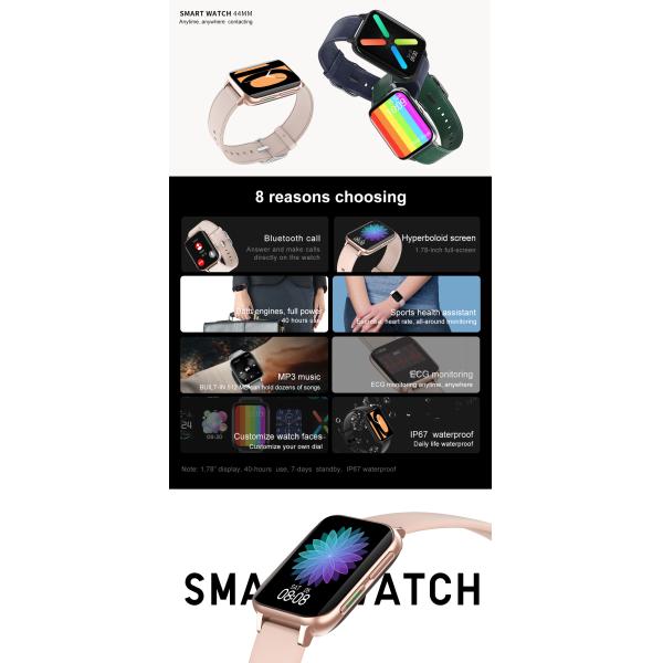 DT93 Smart Watch Men 1.78 Inch 420*485 DIY Watch Face Pressure Oxygen ECG Mp3 Music Heart Rate Smartwatch