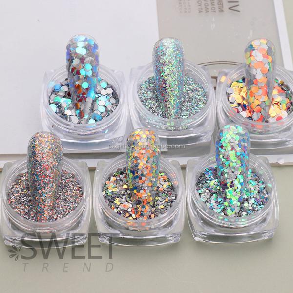 Professional Beauty Salon False Nail Tips with High Temperature Resistance 180-200°C Reflective Glitter Art