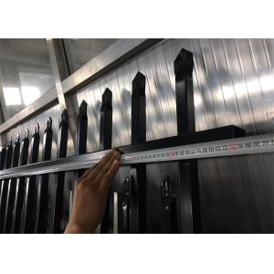 Black powder coated spear top steel picket security fence