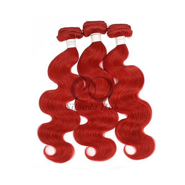 Red Body Wave Remy Human Hair Bundles Sew In Weave Bundles Brazilian Bundle Deals