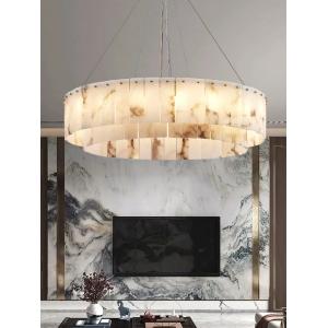 All Copper Light Luxury Natural Marble Creative New Chinese Model Living Room
