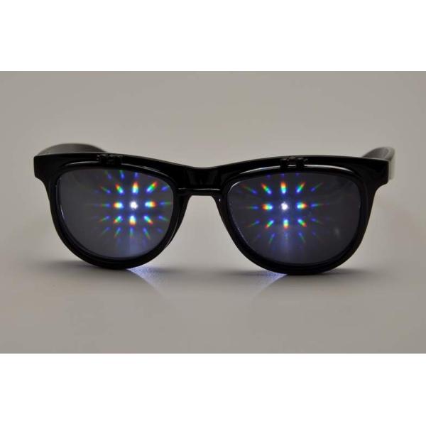 Fashionable Flip UP Diffraction Rainbow 3D Fireworks Glasses Plastic For