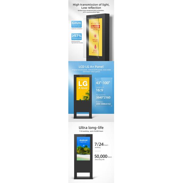 4K HD Waterproof Lcd Floor Standing Digital Signage Billboard Outdoor Advertising Screen