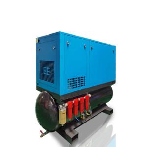 Oil Lubricated Rotary Screw Compressor Combined VSD Tank Mounted With Dryer
