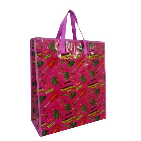 Buy Flower Design Environmental Laminated Woven Customized Shopping Bags Recycled Woven Polypropylene Shopping Bags at wholesale prices