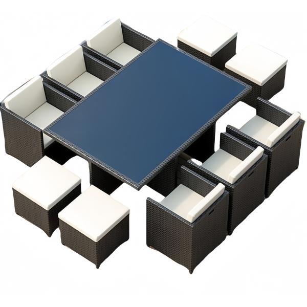 CE BSCI Wicker Dining Desk Outdoor Garden Patio Cubic Table Set Commercial