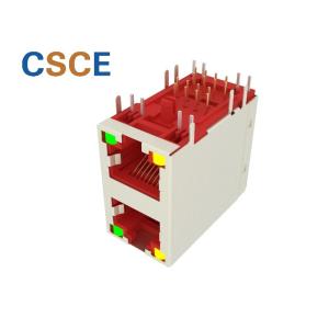 Shielded 2*1 Ethernet RJ45 Pcb Jack / RJ45 Gigabit Connector With LED