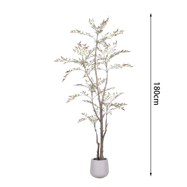 Wholesale Bonsai Red Green Variegated Artificial Plant Nandina Greenery Silk Heavenly Bamboo For Home Garden Outdoor Decor