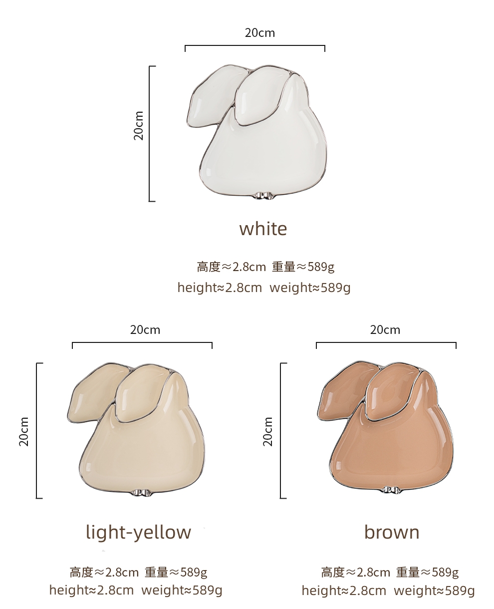 Sustainable and Business Gifts Cute Rabbit Porcelain Snack Dish for Children's Desserts