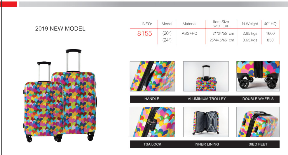 Floral Print TSA Lock Long Distance Travel PC Luggage