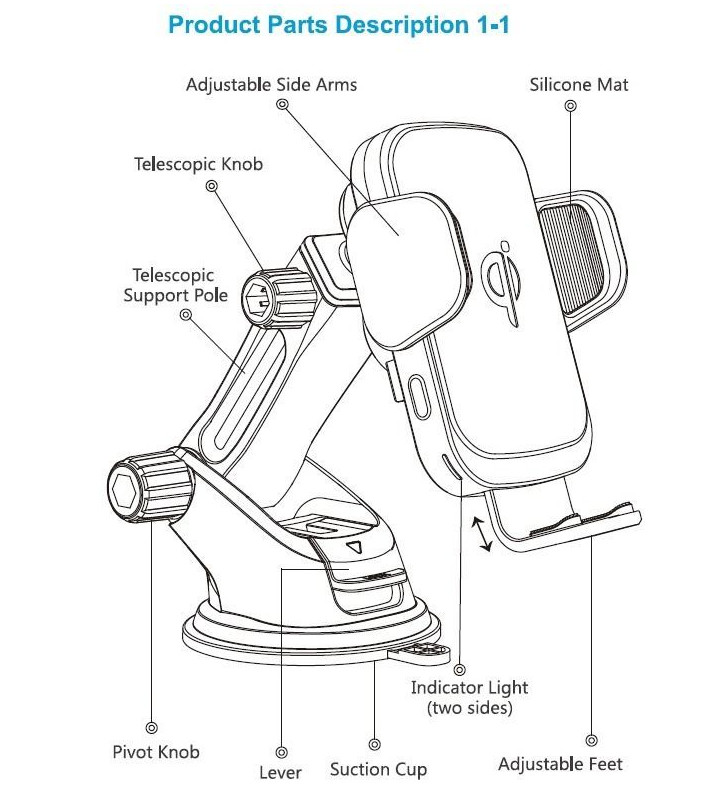 Air Vent C Coil Sensor QI 10W Car Mount Wireless Charger