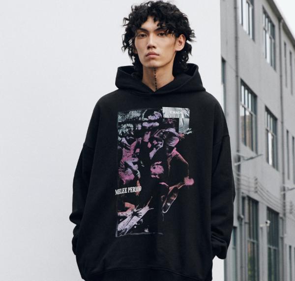 Buy 2021 New Styels  Black And Dark Brown Pullover Printed Casual Fleece Hoodies Custom Logo at wholesale prices