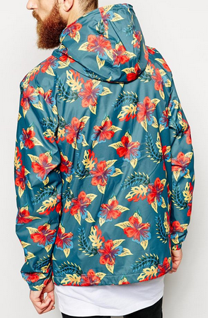 Casual Floral Print Fold Up Windbreaker Jacket With Waterproof Zip Pocket
