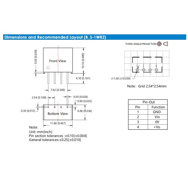 12VDC To 3.3VDC Automotive DC DC Converter Unregulated EN60950 1W