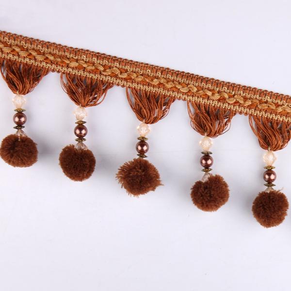 Machine producing OEM wholesale beautiful trimmings beaded pom pom fringes