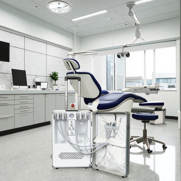 Buy Suitcase Design Portable Dental Unit Hand Held Mobile Dental Treatment Unit with Build in Compressor Curing Light and Scaler at wholesale prices