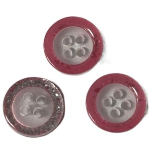 China Transparent Shirt Buttons With Pink Glitter Rim Use On Shirt Blouses on sale