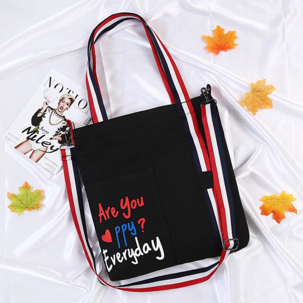 Buy new summer oblique span single-shoulder canvas bag small fresh art student bag printed shopping bag at wholesale prices