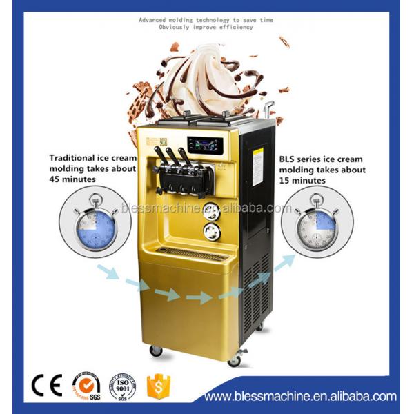 Quick Frozen 3 Flavors Commercial Ice Cream Machine with Pre-Cooling Keep Fresh System