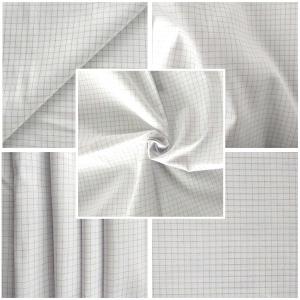 White Cotton Polyester Carbon 4mm Grid Anti Static Tessuto Panno