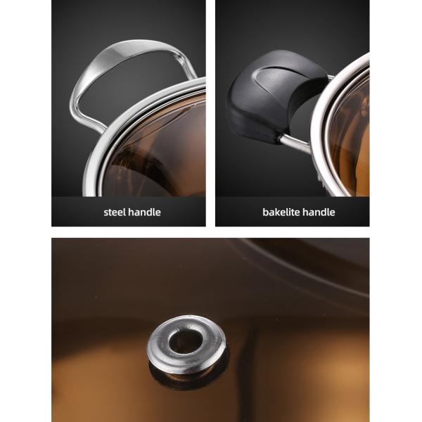 Amazon Top Seller Multipurpose 6Pcs Flat Bottom Milk Soup Pot Stainless Steel Cookware Sets With Glass Lid