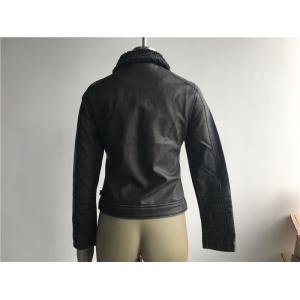 Levis Ladies' dark grey zip through pleather jacket with sherpa collar LEDO1733