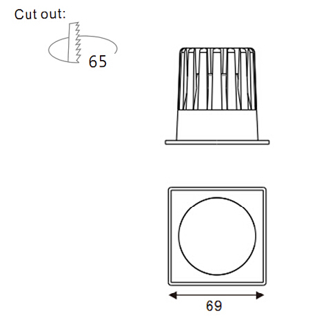 9W 45° Beam Angle Dimmable LED Down Lights With Edison Chip Sqaure 750LM CRI83