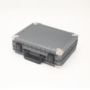 Aluminum Molded Suitcase For Men Metal Gray Carrying Box
