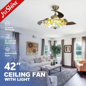 Quality Vietnam Ceiling Fans with Lights and Hidden Blades 42 Inch 106cm Crystal Decorative Design for sale