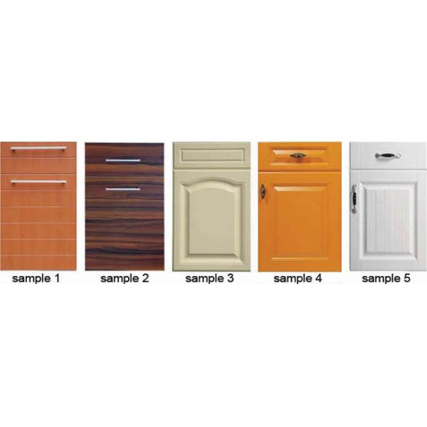 Five Panels MDF Shaker Kitchen Cabinet Doors Dark Wood Grain Size Customized