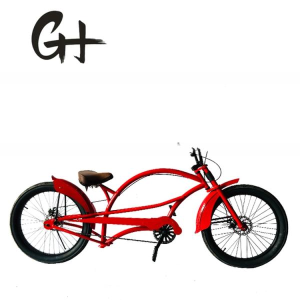 2.2m Long Frame Beach Cruiser Chopper Bicycle with 24" 3.0 Big Tires and 150KG Load Capacity