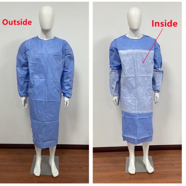 Manufacturer Medical SMS Nonwoven Surgical Gown With Ultrasonic Welding Elastic Cuff