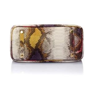 Platinum Sloping Across Single Shoulder Bag Snake Pattern Cow Leather