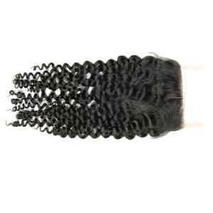 Swiss Curly 4x4 Human Hair Lace Closure No Tangling , High Density
