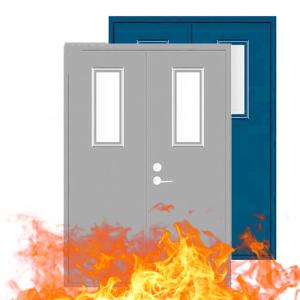 China UL10 Galvanized Steel Fire Exit Doors 1.2mm Thick Double Leaf on sale