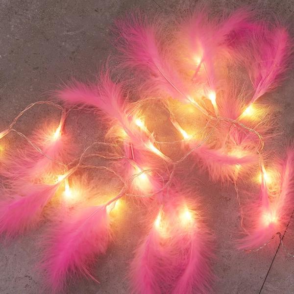 Christmas Festival Led String Light Colorful Artificial Feather Wedding Hanging Light Battery Powered Wall Party Holiday