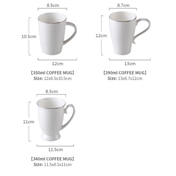 Hotel Office 10oz Straight Eco Thin Fine Porcelain Coffee Mugs