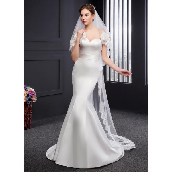 New Styles Customized Wholesale Two Layers Appliqued Lace Sequins Tulle Bridal Wedding White Veil With Hair Comb