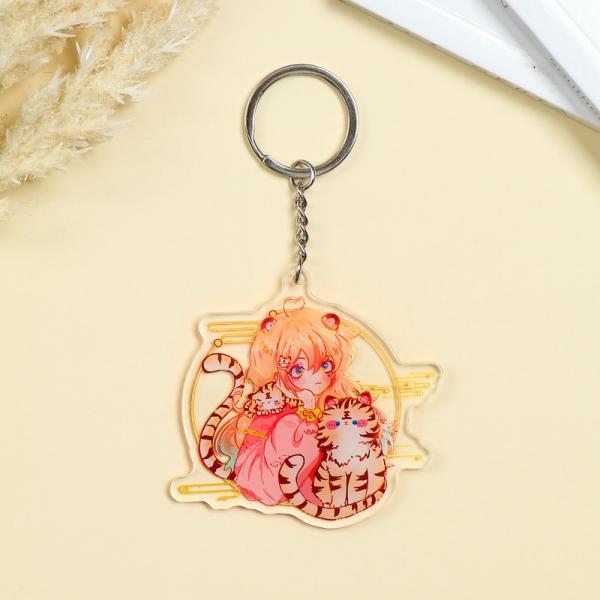 Custom Clear acrylic key chain DIY creative anime cartoon key ring character pendant star humanoid set brand wholesale
