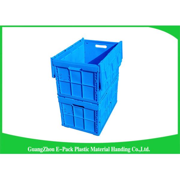 Blue Collapsible Plastic Containers with Attached Lids / Stackable plastic
