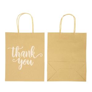 Customized Logo Online Custom Stylish Thank You Kraft Paper Bag for Supermarket