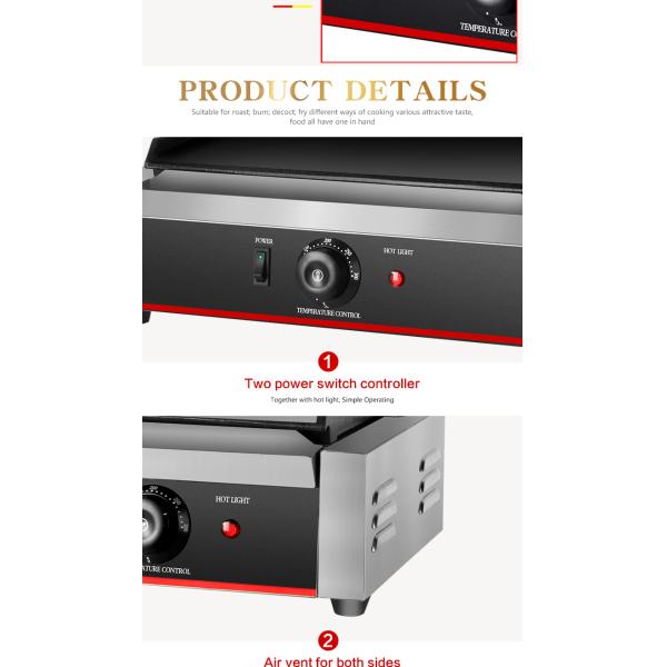 Electric Flat Grill Parts in Black Surface Color for 340*220 mm Upper Grill Size