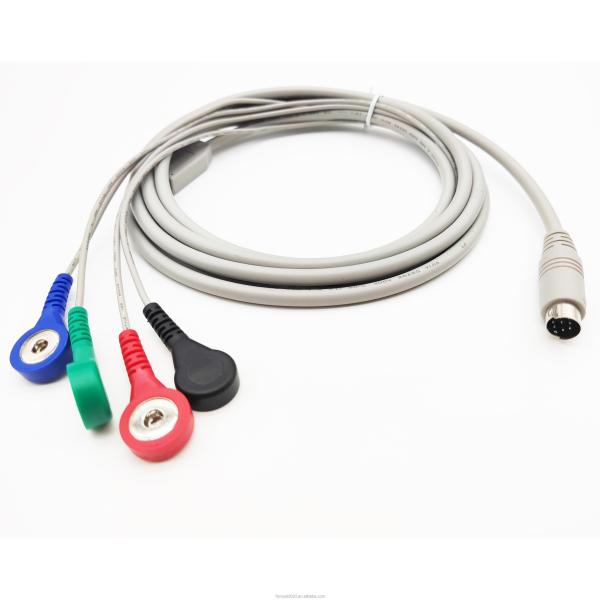 Buy ECG Cables 4 Lead 4.0mm ECG Snap To 6P DIN Plug Medical Cable Assembly at wholesale prices