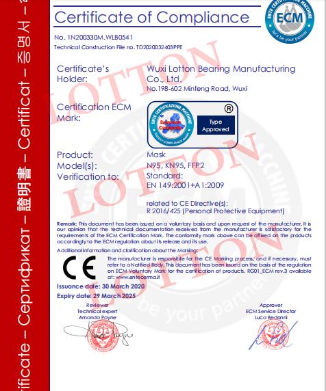 Non Woven Fabric Anti Virus Face Mask Kn95, N95, GB2626-2006, En149-2001 Ffp2 5 Layer Standards