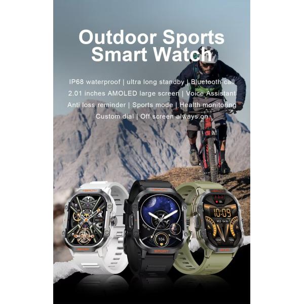 Outdoor HK24 SmartWatch 2.01 Inch Amoled Screen BT Call IP67 Waterproof SmartWatch