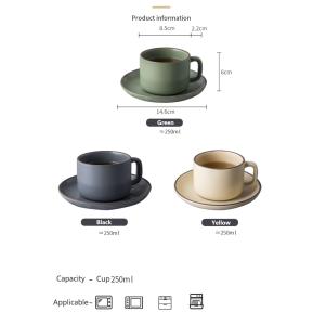 Solid Color Rim Ceramic Coffee Mug Set Of 6 With 250ml Volume And Porcelain