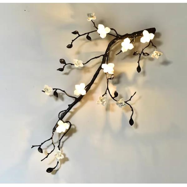 Hotel Elegant Magnolia Flower Ceramic And Copper Villa Lamp Hotel Chanderlier Wall Lamp